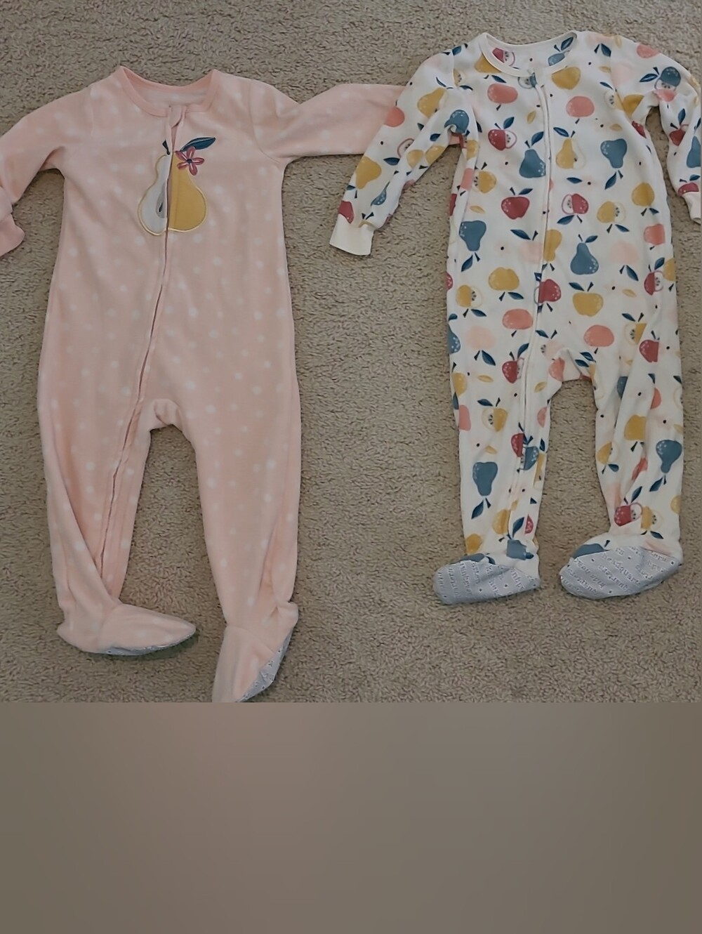 Kids Headquarters Pink and Multi Pear Print Footed One-Pieces